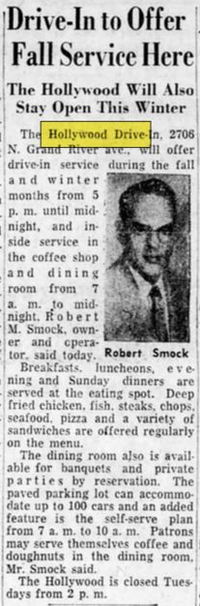 Hollywood Drive-In (Tonys Lounge) - Oct 1960 Article